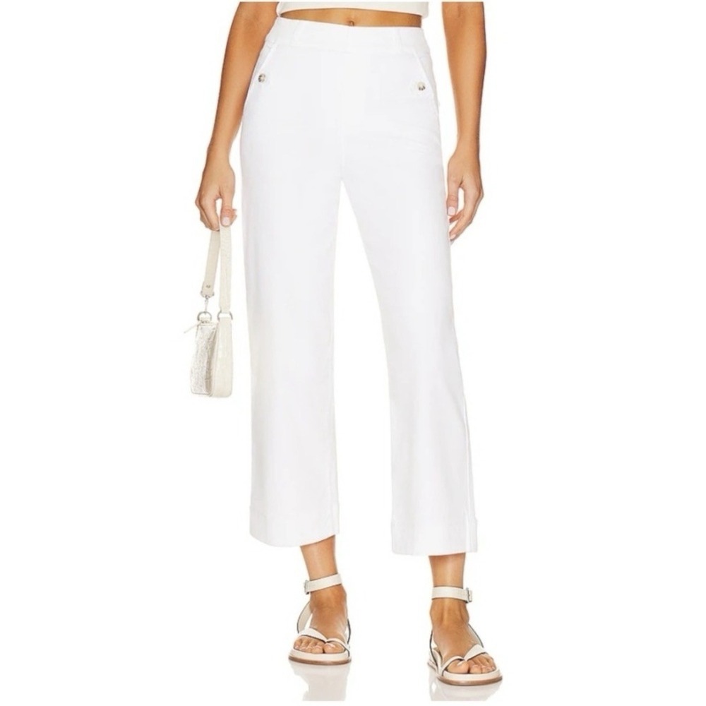 Spanx Stretch Twill Cropped Wide Leg Pant Bright White Size M NWT
